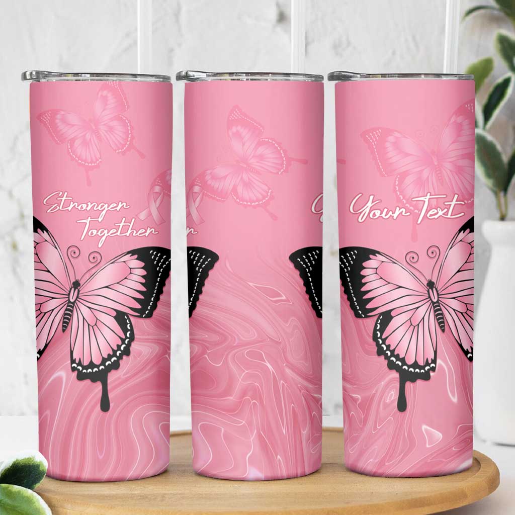 Personalised Australia Breast Cancer Awareness Skinny Tumbler Pink Ribbon Butterfly Opal Pattern - Aussie Hoodie