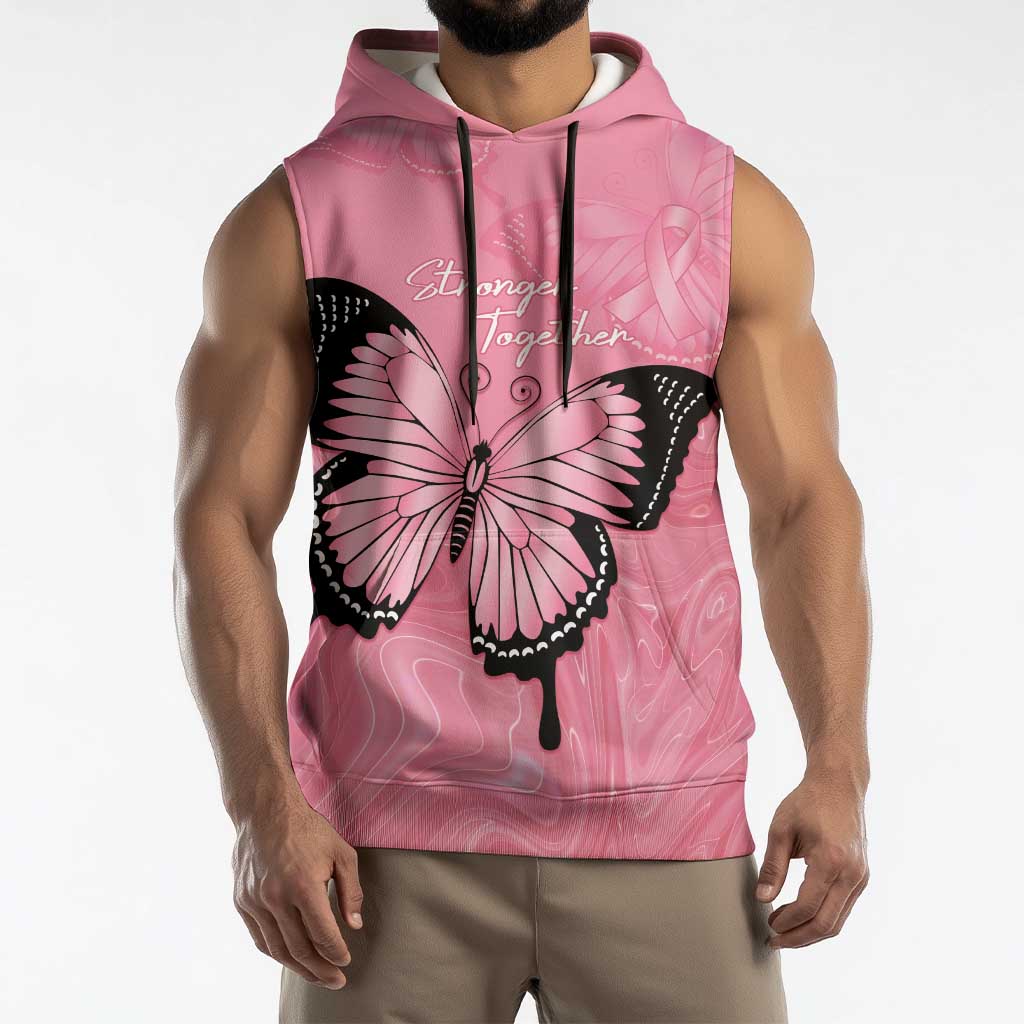 Personalised Australia Breast Cancer Awareness Sleeveless Hoodie Pink Ribbon Butterfly Opal Pattern - Aussie Hoodie