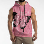 Personalised Australia Breast Cancer Awareness Sleeveless Hoodie Pink Ribbon Butterfly Opal Pattern - Aussie Hoodie