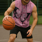 Personalised Australia Breast Cancer Awareness Sleeveless Hoodie Pink Ribbon Butterfly Opal Pattern - Aussie Hoodie