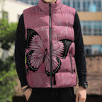Personalised Australia Breast Cancer Awareness Sleeveless Puffer Jacket Pink Ribbon Butterfly Opal Pattern - Aussie Hoodie