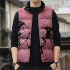 Personalised Australia Breast Cancer Awareness Sleeveless Puffer Jacket Pink Ribbon Butterfly Opal Pattern - Aussie Hoodie