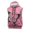 Personalised Australia Breast Cancer Awareness Sleeveless Zip Hoodie Pink Ribbon Butterfly Opal Pattern LT14