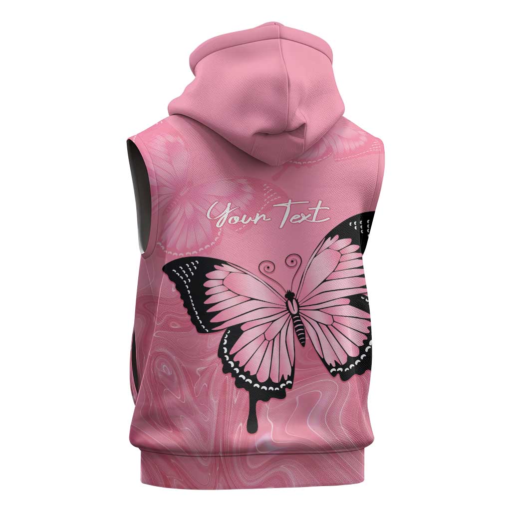 Personalised Australia Breast Cancer Awareness Sleeveless Zip Hoodie Pink Ribbon Butterfly Opal Pattern LT14