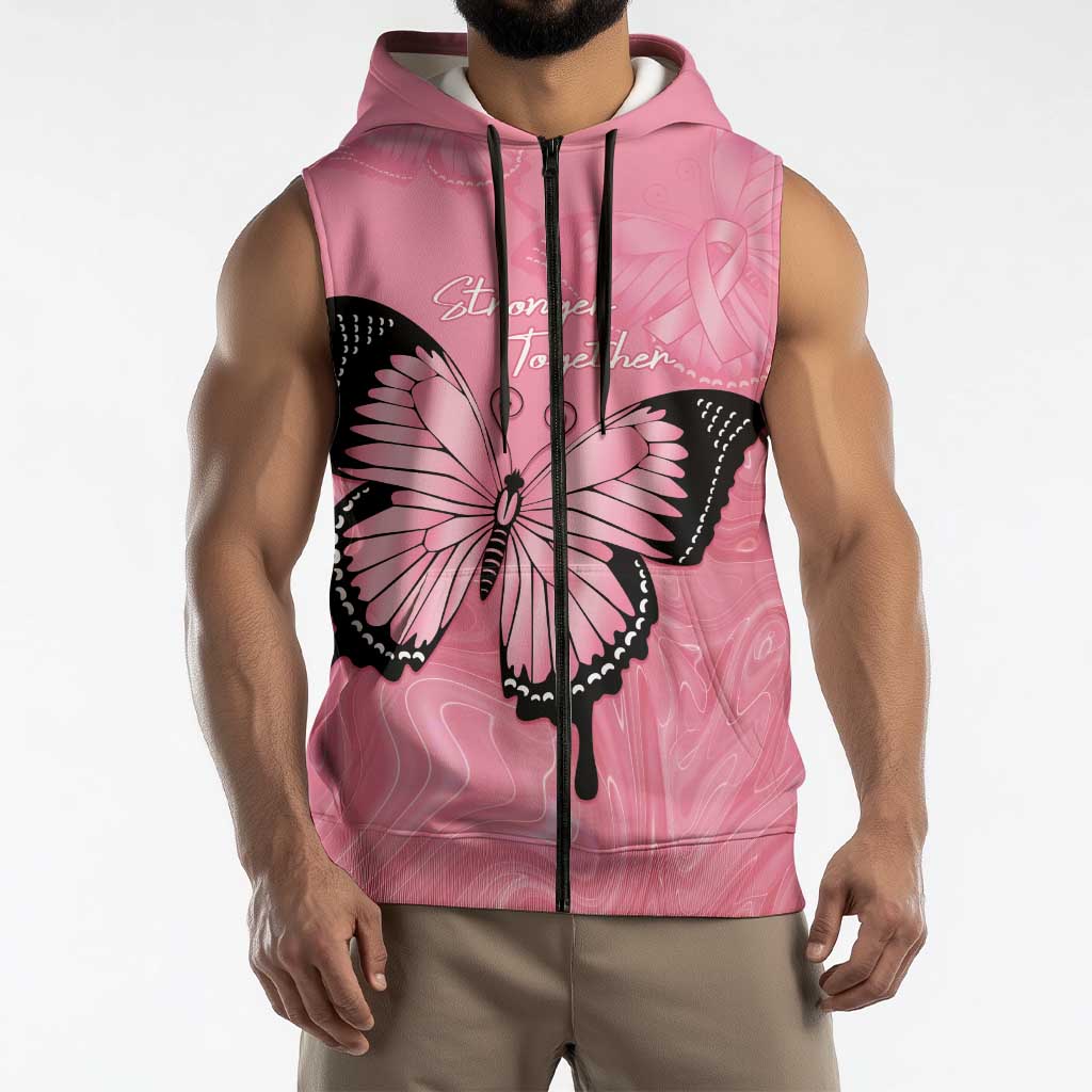 Personalised Australia Breast Cancer Awareness Sleeveless Zip Hoodie Pink Ribbon Butterfly Opal Pattern LT14