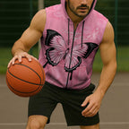 Personalised Australia Breast Cancer Awareness Sleeveless Zip Hoodie Pink Ribbon Butterfly Opal Pattern LT14