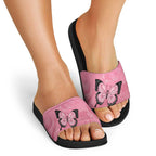 Personalised Australia Breast Cancer Awareness Slide Sandals Pink Ribbon Butterfly Opal Pattern - Aussie Hoodie