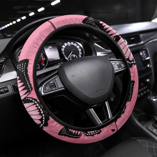 Australia Breast Cancer Awareness Steering Wheel Cover Pink Ribbon Butterfly Opal Pattern - Aussie Hoodie