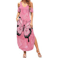 Personalised Australia Breast Cancer Awareness Summer Maxi Dress Pink Ribbon Butterfly Opal Pattern - Aussie Hoodie