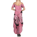 Personalised Australia Breast Cancer Awareness Summer Maxi Dress Pink Ribbon Butterfly Opal Pattern - Aussie Hoodie
