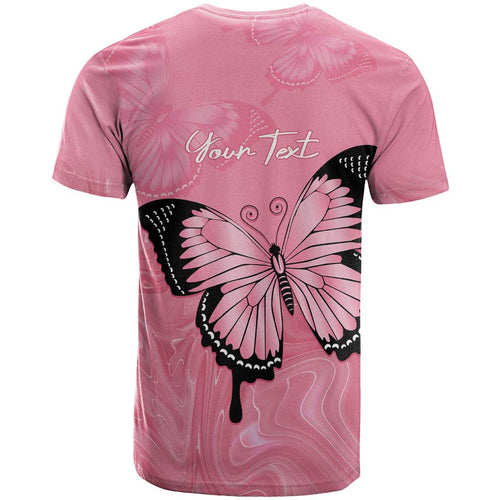 Personalised Australia Breast Cancer Awareness T Shirt Pink Ribbon Butterfly Opal Pattern - Aussie Hoodie