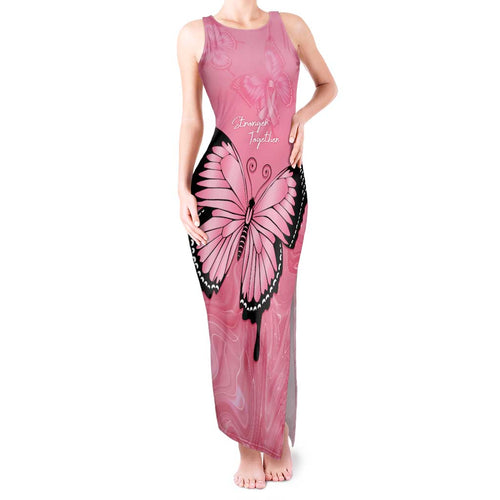 Personalised Australia Breast Cancer Awareness Tank Maxi Dress Pink Ribbon Butterfly Opal Pattern - Aussie Hoodie