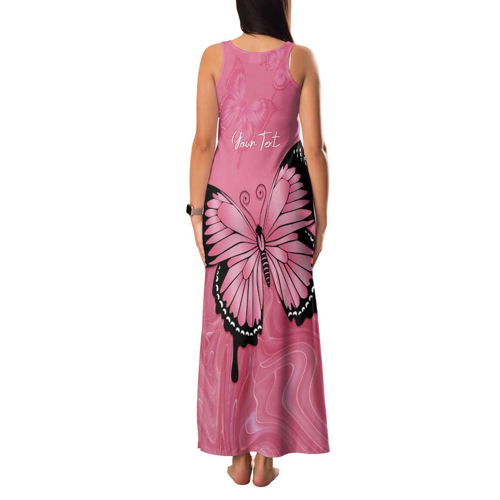 Personalised Australia Breast Cancer Awareness Tank Maxi Dress Pink Ribbon Butterfly Opal Pattern - Aussie Hoodie