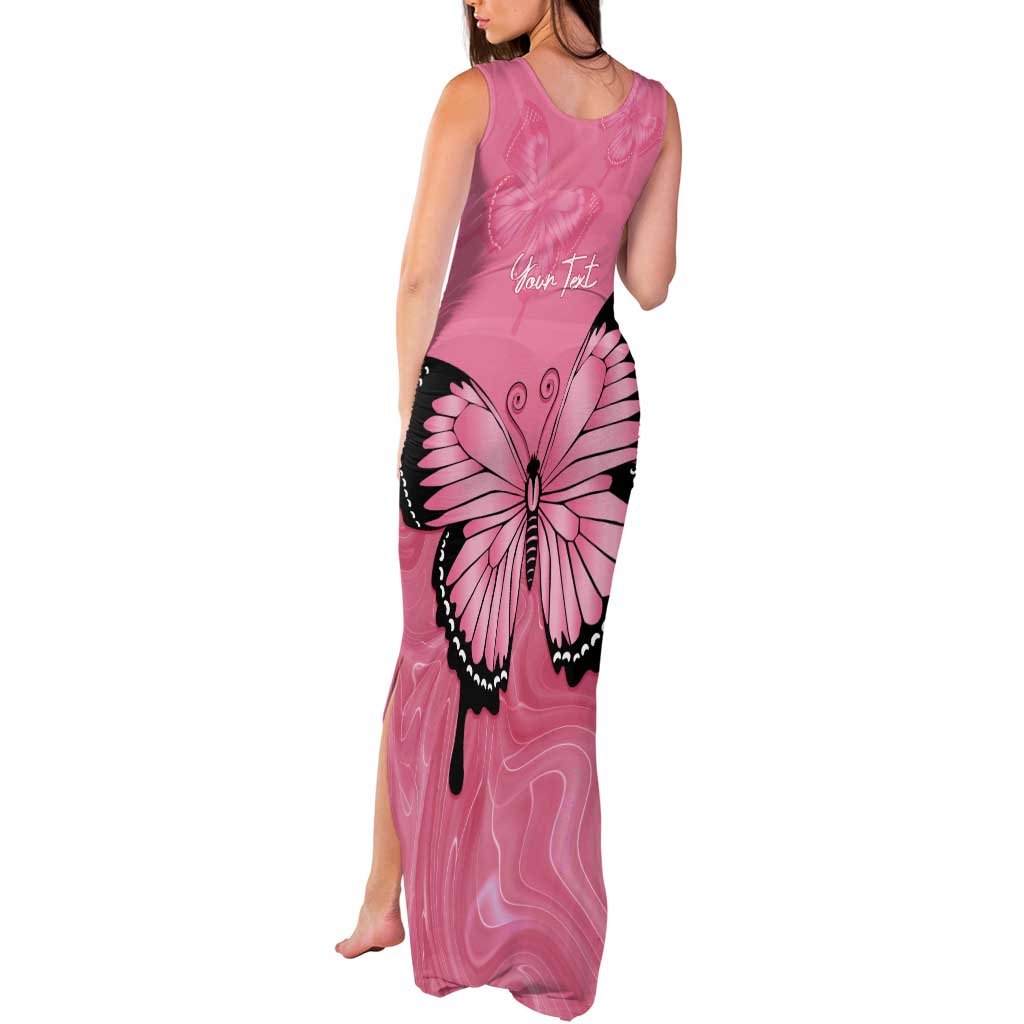 Personalised Australia Breast Cancer Awareness Tank Maxi Dress Pink Ribbon Butterfly Opal Pattern - Aussie Hoodie