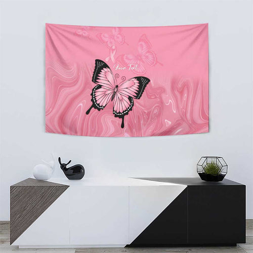 Personalised Australia Breast Cancer Awareness Tapestry Pink Ribbon Butterfly Opal Pattern - Aussie Hoodie