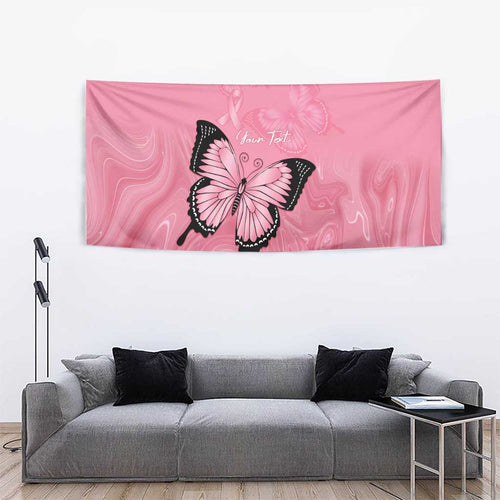 Personalised Australia Breast Cancer Awareness Tapestry Pink Ribbon Butterfly Opal Pattern - Aussie Hoodie