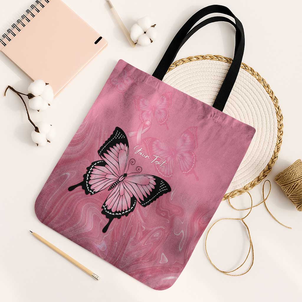 Personalised Australia Breast Cancer Awareness Tote Bag Pink Ribbon Butterfly Opal Pattern - Aussie Hoodie