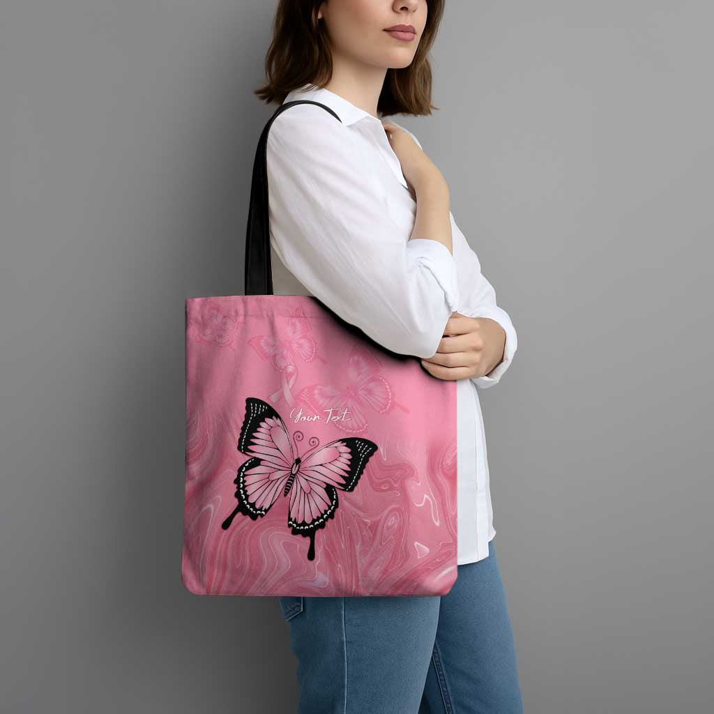 Personalised Australia Breast Cancer Awareness Tote Bag Pink Ribbon Butterfly Opal Pattern - Aussie Hoodie