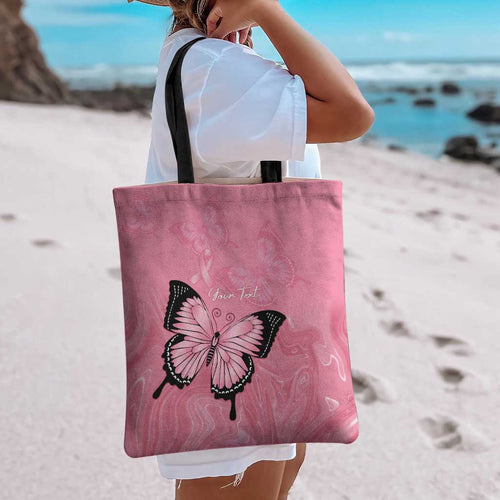 Personalised Australia Breast Cancer Awareness Tote Bag Pink Ribbon Butterfly Opal Pattern - Aussie Hoodie