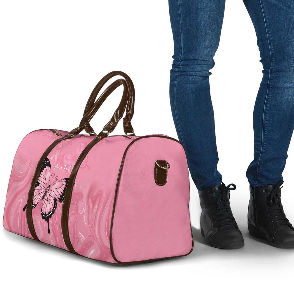 Personalised Australia Breast Cancer Awareness Travel Bag Pink Ribbon Butterfly Opal Pattern - Aussie Hoodie