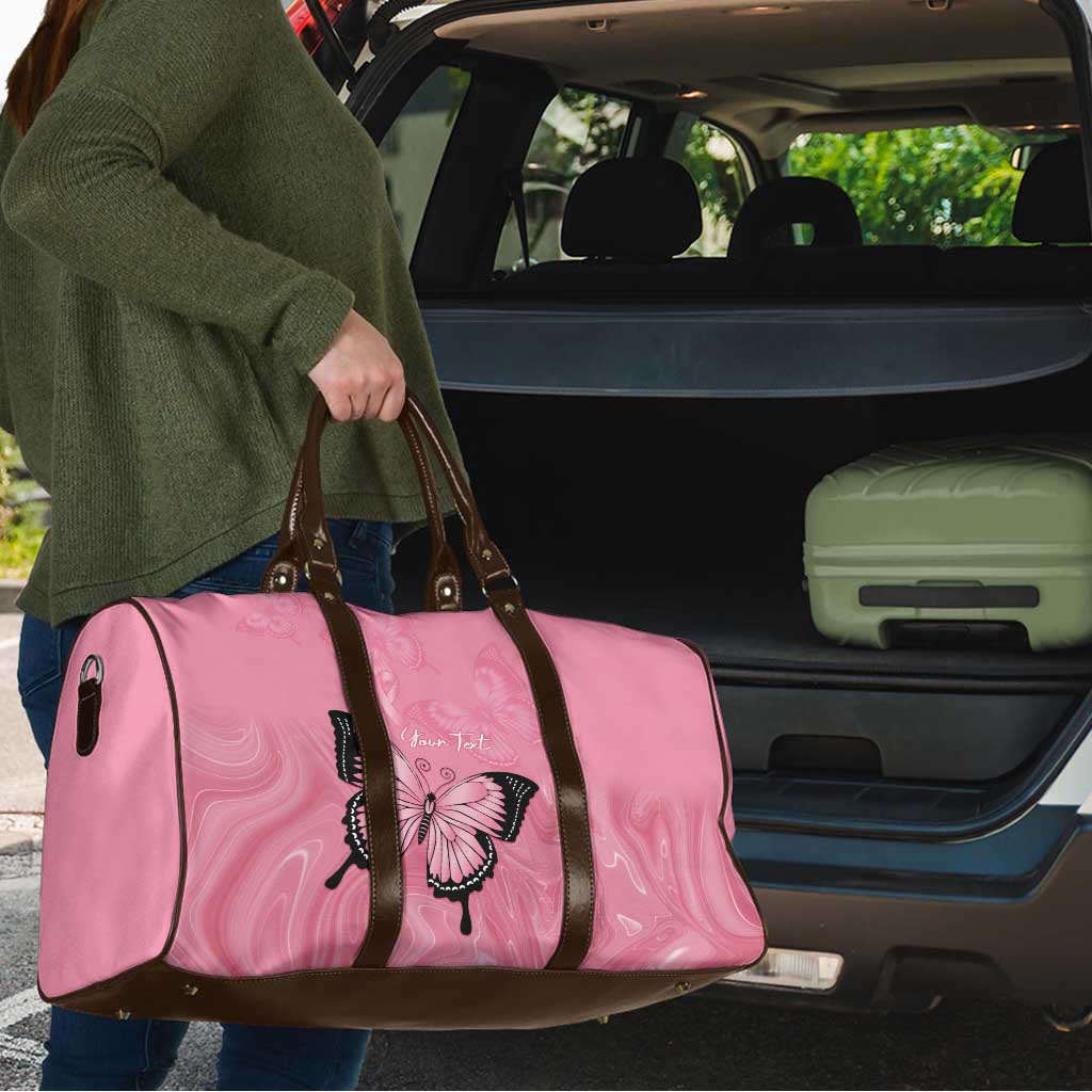 Personalised Australia Breast Cancer Awareness Travel Bag Pink Ribbon Butterfly Opal Pattern - Aussie Hoodie