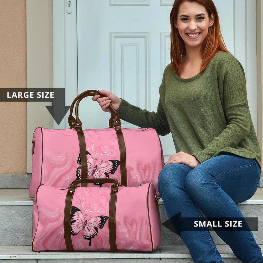 Personalised Australia Breast Cancer Awareness Travel Bag Pink Ribbon Butterfly Opal Pattern - Aussie Hoodie