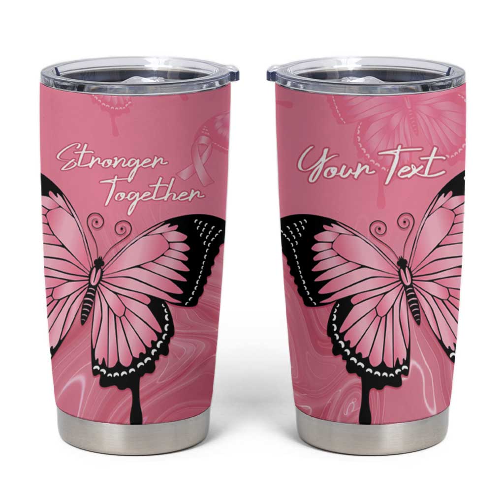 Personalised Australia Breast Cancer Awareness Tumbler Cup Pink Ribbon Butterfly Opal Pattern - Aussie Hoodie
