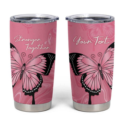 Personalised Australia Breast Cancer Awareness Tumbler Cup Pink Ribbon Butterfly Opal Pattern - Aussie Hoodie