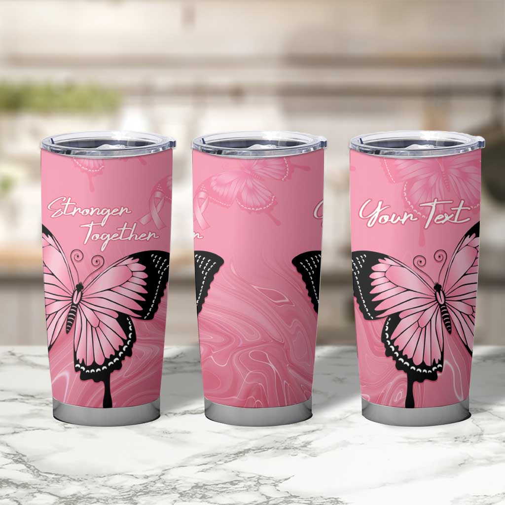 Personalised Australia Breast Cancer Awareness Tumbler Cup Pink Ribbon Butterfly Opal Pattern - Aussie Hoodie