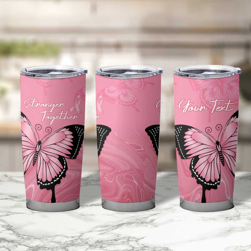 Personalised Australia Breast Cancer Awareness Tumbler Cup Pink Ribbon Butterfly Opal Pattern - Aussie Hoodie