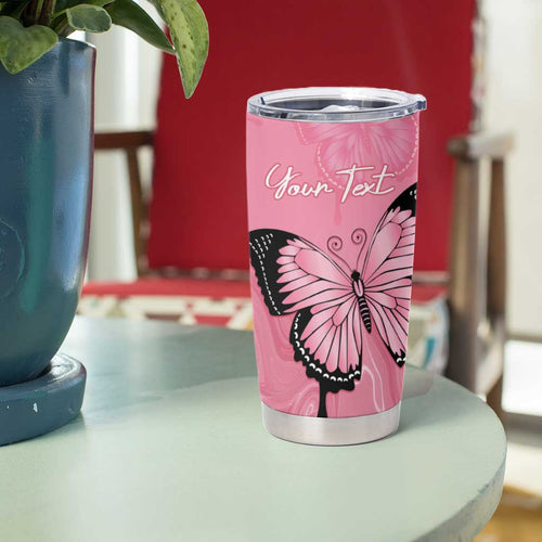 Personalised Australia Breast Cancer Awareness Tumbler Cup Pink Ribbon Butterfly Opal Pattern - Aussie Hoodie