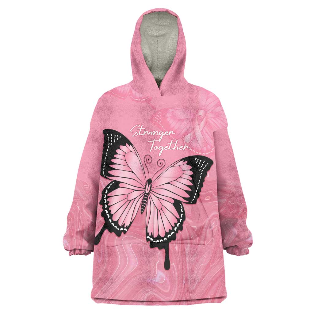 Personalised Australia Breast Cancer Awareness Wearable Blanket Hoodie Pink Ribbon Butterfly Opal Pattern - Aussie Hoodie