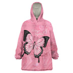 Personalised Australia Breast Cancer Awareness Wearable Blanket Hoodie Pink Ribbon Butterfly Opal Pattern - Aussie Hoodie