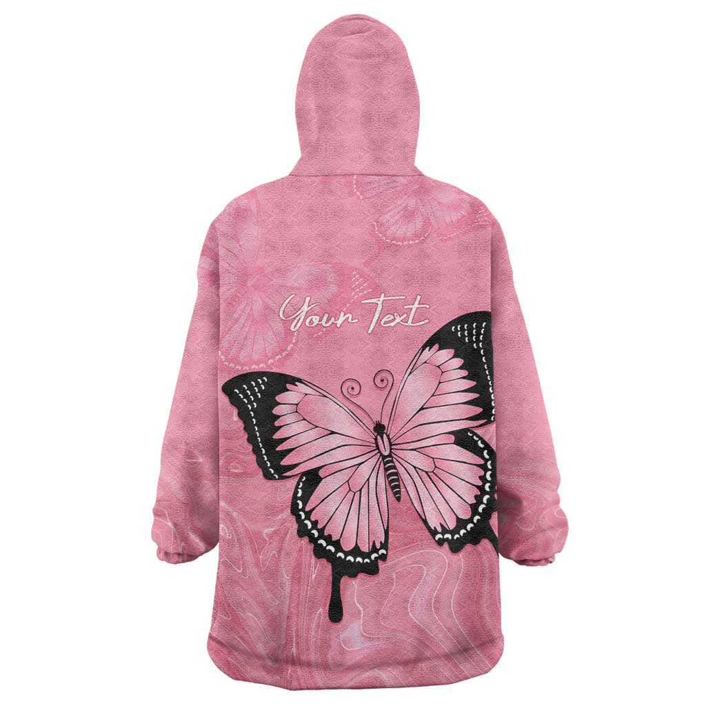 Personalised Australia Breast Cancer Awareness Wearable Blanket Hoodie Pink Ribbon Butterfly Opal Pattern - Aussie Hoodie