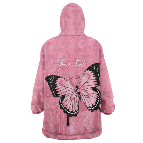 Personalised Australia Breast Cancer Awareness Wearable Blanket Hoodie Pink Ribbon Butterfly Opal Pattern - Aussie Hoodie