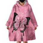 Personalised Australia Breast Cancer Awareness Wearable Blanket Hoodie Pink Ribbon Butterfly Opal Pattern - Aussie Hoodie