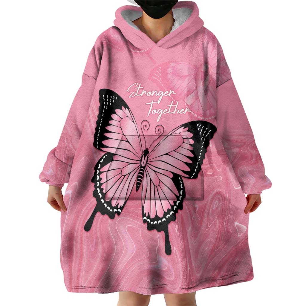 Personalised Australia Breast Cancer Awareness Wearable Blanket Hoodie Pink Ribbon Butterfly Opal Pattern - Aussie Hoodie