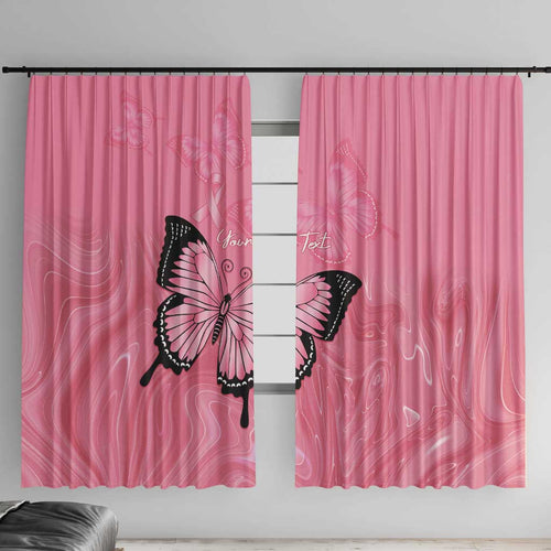 Personalised Australia Breast Cancer Awareness Window Curtain Pink Ribbon Butterfly Opal Pattern - Aussie Hoodie