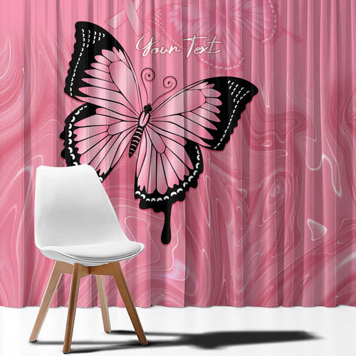 Personalised Australia Breast Cancer Awareness Window Curtain Pink Ribbon Butterfly Opal Pattern - Aussie Hoodie