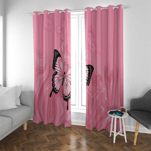 Personalised Australia Breast Cancer Awareness Window Curtain Pink Ribbon Butterfly Opal Pattern - Aussie Hoodie