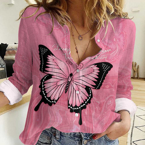 Personalised Australia Breast Cancer Awareness Women Casual Shirt Pink Ribbon Butterfly Opal Pattern - Aussie Hoodie