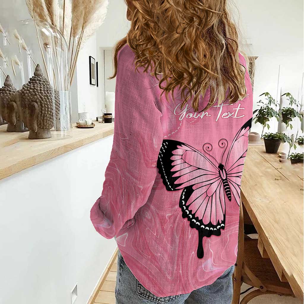 Personalised Australia Breast Cancer Awareness Women Casual Shirt Pink Ribbon Butterfly Opal Pattern - Aussie Hoodie