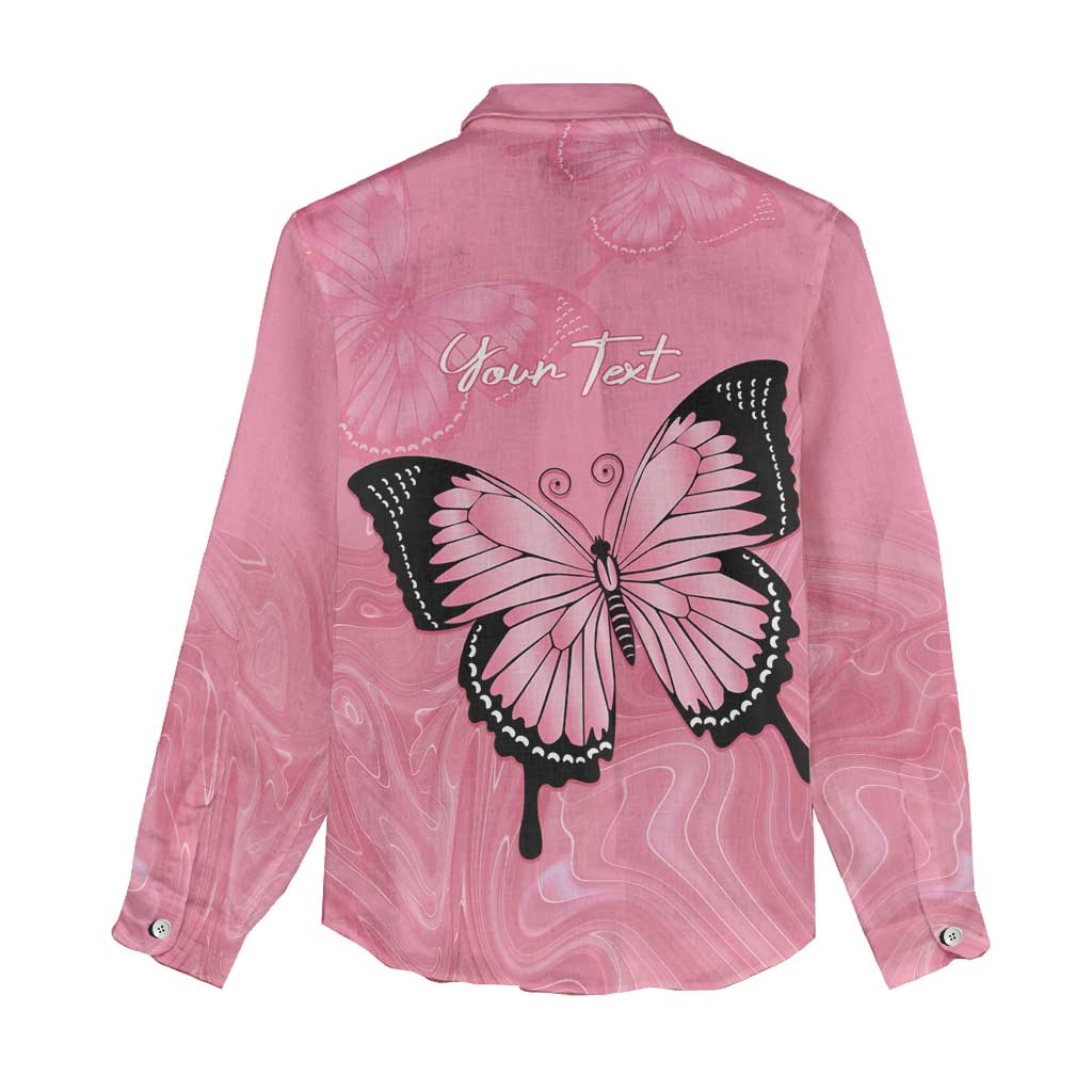 Personalised Australia Breast Cancer Awareness Women Casual Shirt Pink Ribbon Butterfly Opal Pattern - Aussie Hoodie