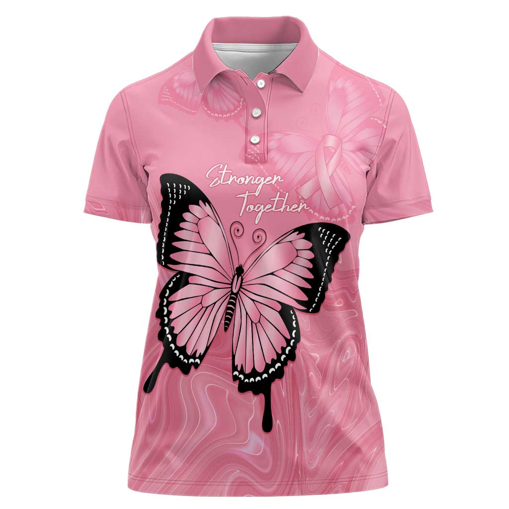 Personalised Australia Breast Cancer Awareness Women Polo Shirt Pink Ribbon Butterfly Opal Pattern - Aussie Hoodie