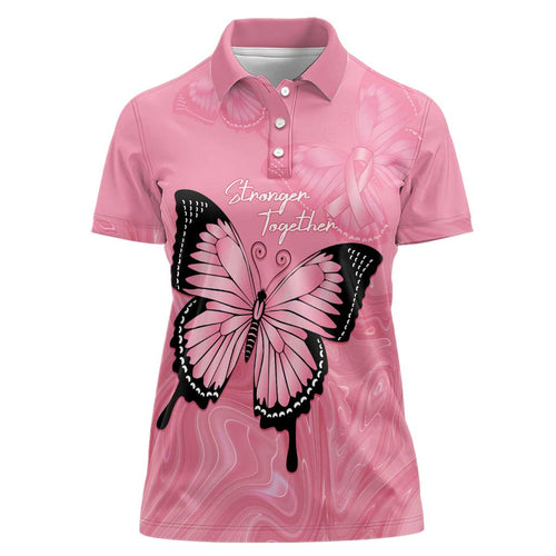 Personalised Australia Breast Cancer Awareness Women Polo Shirt Pink Ribbon Butterfly Opal Pattern - Aussie Hoodie