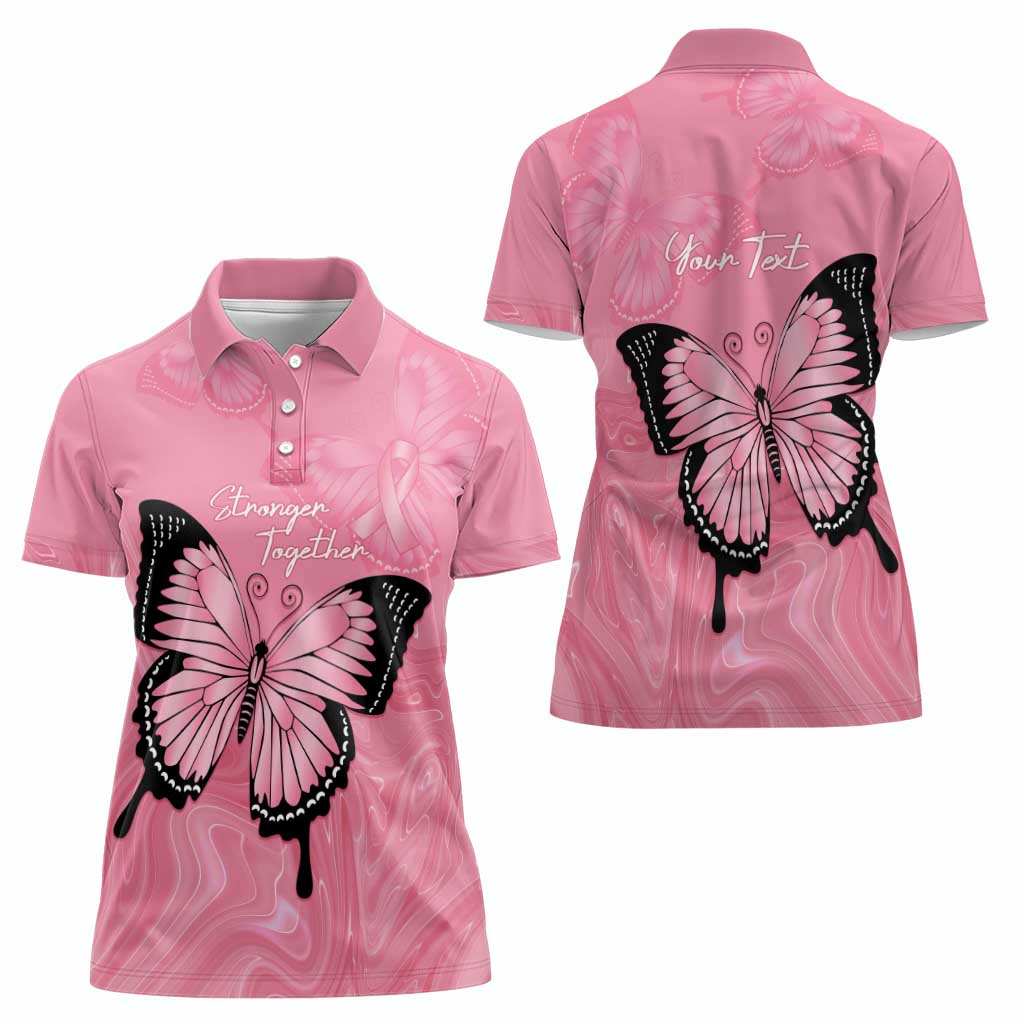 Personalised Australia Breast Cancer Awareness Women Polo Shirt Pink Ribbon Butterfly Opal Pattern - Aussie Hoodie
