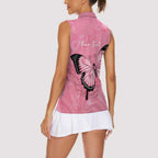 Personalised Australia Breast Cancer Awareness Women Sleeveless Polo Shirt Pink Ribbon Butterfly Opal Pattern - Aussie Hoodie