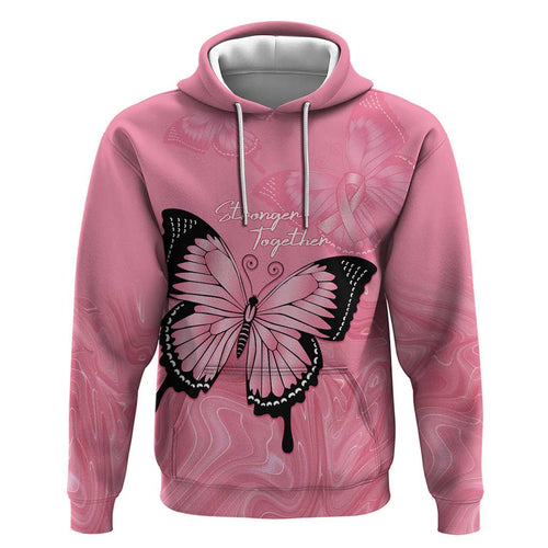 Personalised Australia Breast Cancer Awareness Zip Hoodie Pink Ribbon Butterfly Opal Pattern - Aussie Hoodie