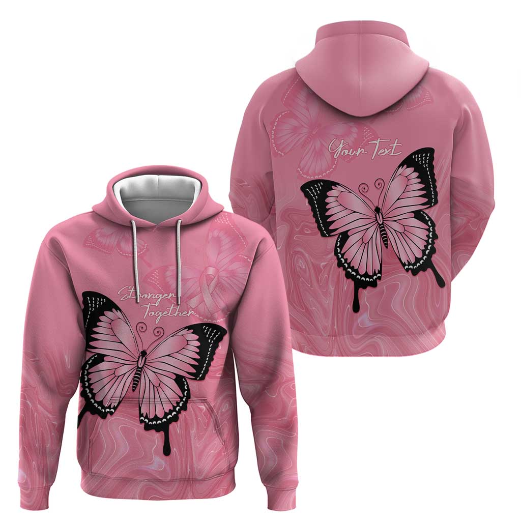 Personalised Australia Breast Cancer Awareness Zip Hoodie Pink Ribbon Butterfly Opal Pattern - Aussie Hoodie