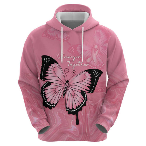 Personalised Australia Breast Cancer Awareness Zip Hoodie Pink Ribbon Butterfly Opal Pattern - Aussie Hoodie